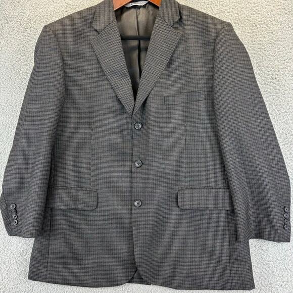 Stafford Executive Tweed Jacket 42S Houndstooth 100% Wool Sport Coat 3 Button - Picture 2 of 13